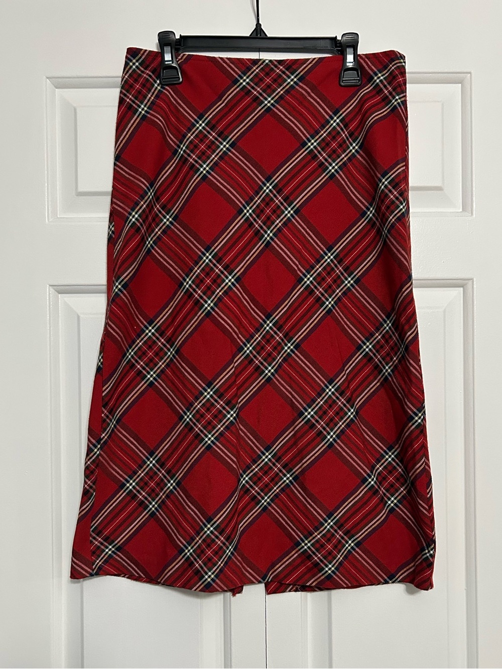 Vintage 90s XOXO Red Tartan Plaid Midi Skirt - Size 5 - Made in USA Label